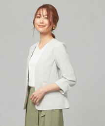 closet story | ＜closet story＞□シアサッカー カラーレス ジャケット -手洗い可能-(ノーカラージャケット)