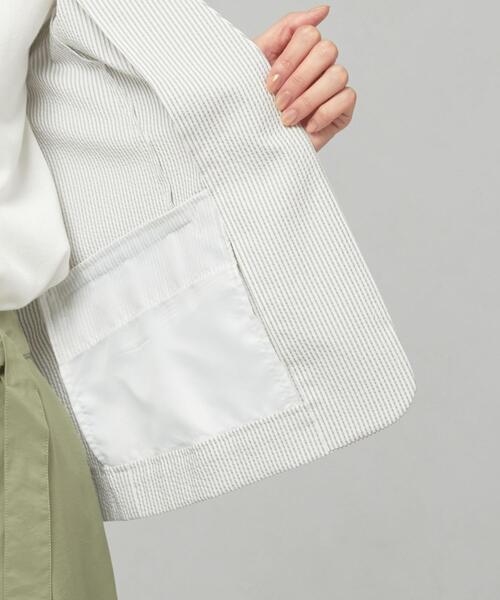 closet story(クローゼットストーリー)の「<closet story>□シアサッカー カラーレス ジャケット -手洗い可能-(ノーカラージャケット・レディース・ライトグレー/ネイビー/オフホワイト・S/M)」の10枚目の写真