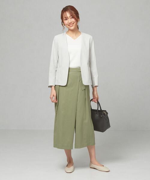 closet story(クローゼットストーリー)の「<closet story>□シアサッカー カラーレス ジャケット -手洗い可能-(ノーカラージャケット・レディース・ライトグレー/ネイビー/オフホワイト・S/M)」の13枚目の写真