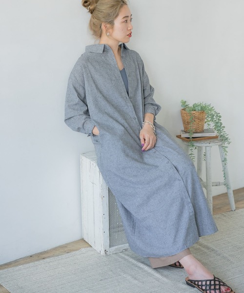 ITEMS URBANRESEARCH（アイテムズ アーバンリサーチ）の「アサコンシャツワンピース（シャツワンピース・レディース・ベージュ/ブラウン/ネイビー・FREE）」の11枚目の写真