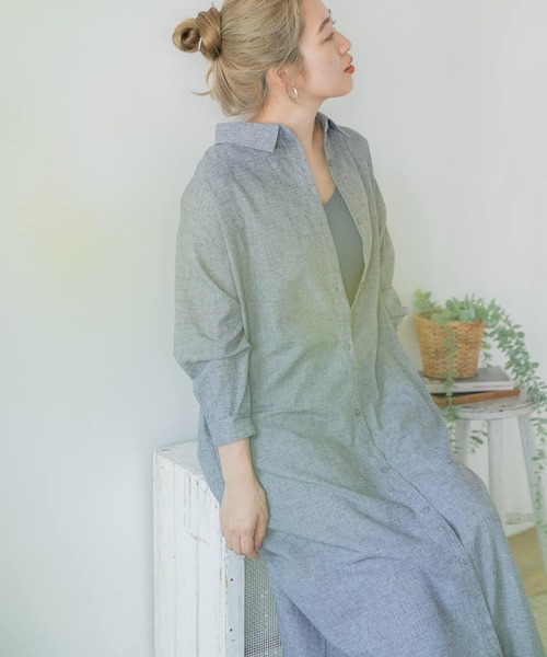ITEMS URBANRESEARCH（アイテムズ アーバンリサーチ）の「アサコンシャツワンピース（シャツワンピース・レディース・ベージュ/ブラウン/ネイビー・FREE）」の5枚目の写真