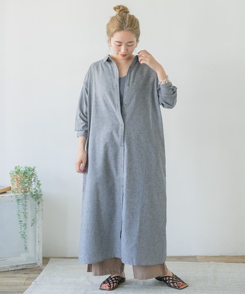 ITEMS URBANRESEARCH（アイテムズ アーバンリサーチ）の「アサコンシャツワンピース（シャツワンピース・レディース・ベージュ/ブラウン/ネイビー・FREE）」の7枚目の写真