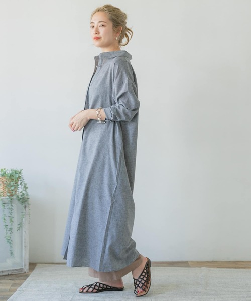 ITEMS URBANRESEARCH（アイテムズ アーバンリサーチ）の「アサコンシャツワンピース（シャツワンピース・レディース・ベージュ/ブラウン/ネイビー・FREE）」の10枚目の写真