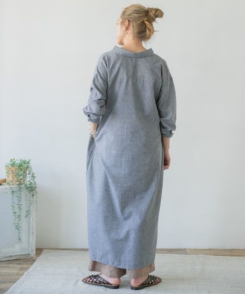 ITEMS URBANRESEARCH（アイテムズ アーバンリサーチ）の「アサコンシャツワンピース（シャツワンピース・レディース・ベージュ/ブラウン/ネイビー・FREE）」の4枚目の写真