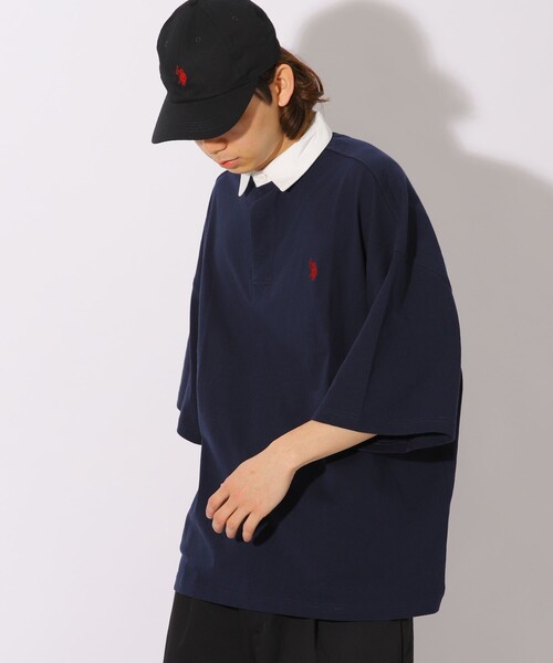 FREAK'S STORE（フリークスストア）の「WEB限定 U.S. POLO ASSN.×FREAK'S STORE/ユーエスポロアッスン 別注 ビッグシルエット SSラガーシャツ/オーバーサイズ（Tシャツ/カットソー・メンズ・ブラック/ベージュ/ネイビー/サックスブルー/ピンク/グリーン/ラベンダー・SMALL/MEDIUM/LARGE）」の17枚目の写真