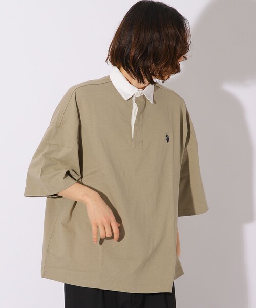 FREAK'S STORE（フリークスストア）の「WEB限定 U.S. POLO ASSN.×FREAK'S STORE/ユーエスポロアッスン 別注 ビッグシルエット SSラガーシャツ/オーバーサイズ（Tシャツ/カットソー・メンズ・ブラック/ベージュ/ネイビー/サックスブルー/ピンク/グリーン/ラベンダー・SMALL/MEDIUM/LARGE）」の9枚目の写真