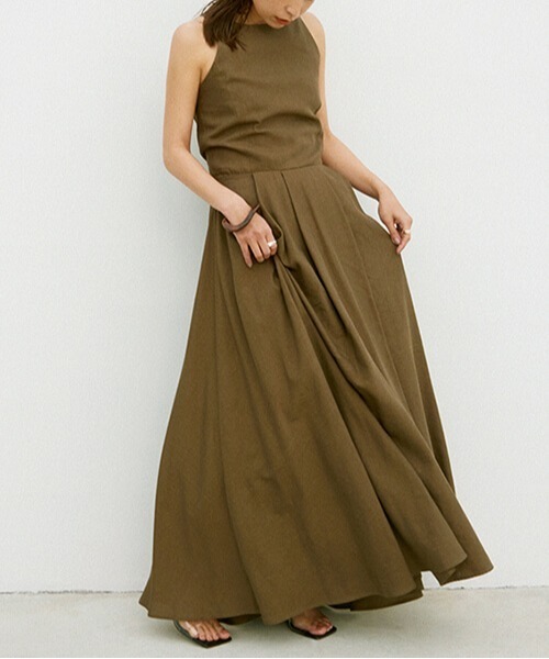 CREDONA（クレドナ）の「バッククロスリネンOP（ワンピース・レディース・カーキ/ホワイト系その他・FREE）」の6枚目の写真