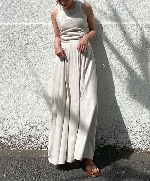 CREDONA（クレドナ）の「バッククロスリネンOP（ワンピース・レディース・カーキ/ホワイト系その他・FREE）」の8枚目の写真