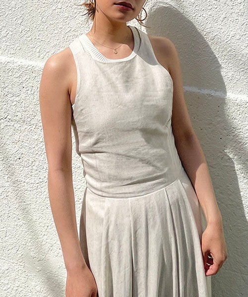 CREDONA（クレドナ）の「バッククロスリネンOP（ワンピース・レディース・カーキ/ホワイト系その他・FREE）」の10枚目の写真