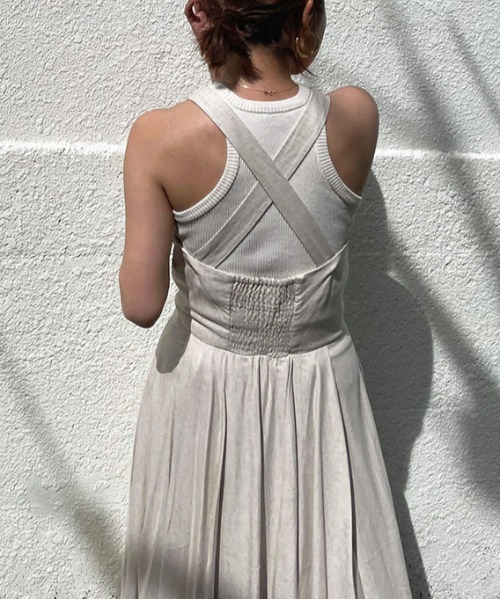 CREDONA（クレドナ）の「バッククロスリネンOP（ワンピース・レディース・カーキ/ホワイト系その他・FREE）」の11枚目の写真