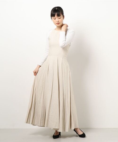 CREDONA（クレドナ）の「バッククロスリネンOP（ワンピース・レディース・カーキ/ホワイト系その他・FREE）」の15枚目の写真