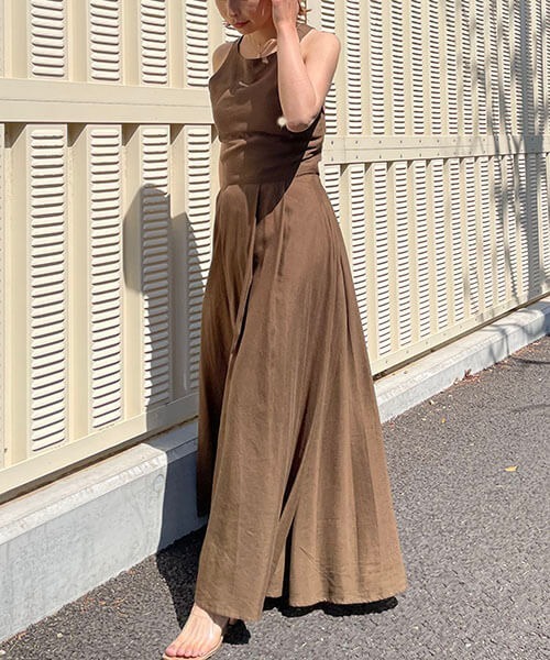 CREDONA（クレドナ）の「バッククロスリネンOP（ワンピース・レディース・カーキ/ホワイト系その他・FREE）」の22枚目の写真