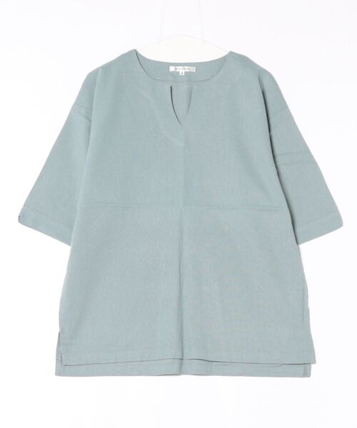 STYLEBLOCK(スタイルブロック)の「麻混キーネックプルオーバーシャツ(シャツ/ブラウス・メンズ・ブラック/サンドベージュ/ブラウン系その他/ブルー系その他・M/L)」の2枚目の写真