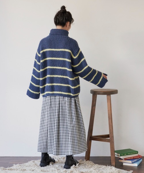 MERLOT（メルロー）の「パターンバリエーションフレアスカート（スカート・レディース・ネイビー/ホワイト/ブラック/ドット・FREE）」の9枚目の写真