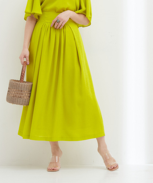 Tiara（ティアラ）の「ギャザーフレアスカート（スカート・レディース・イエロー/ピンク・M/S）」の4枚目の写真