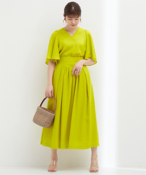 Tiara（ティアラ）の「ギャザーフレアスカート（スカート・レディース・イエロー/ピンク・M/S）」の3枚目の写真