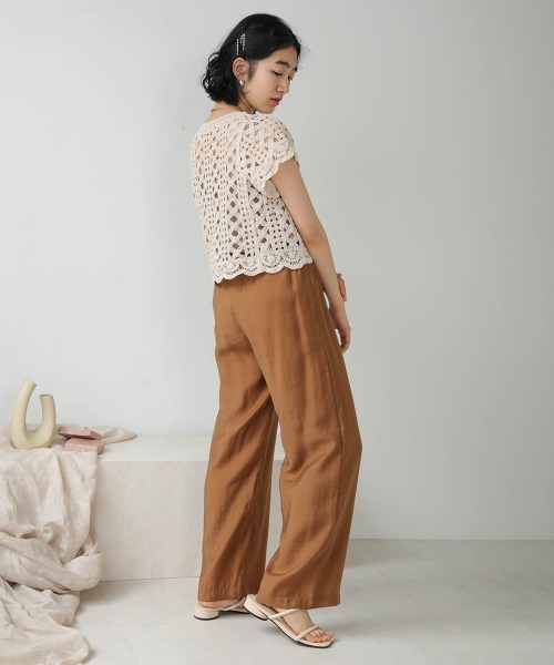 Bab（バブ）の「【WEB限定】モチーフレース半袖カーディガン（カーディガン/ボレロ・レディース・ベージュ/オフホワイト・38）」の9枚目の写真