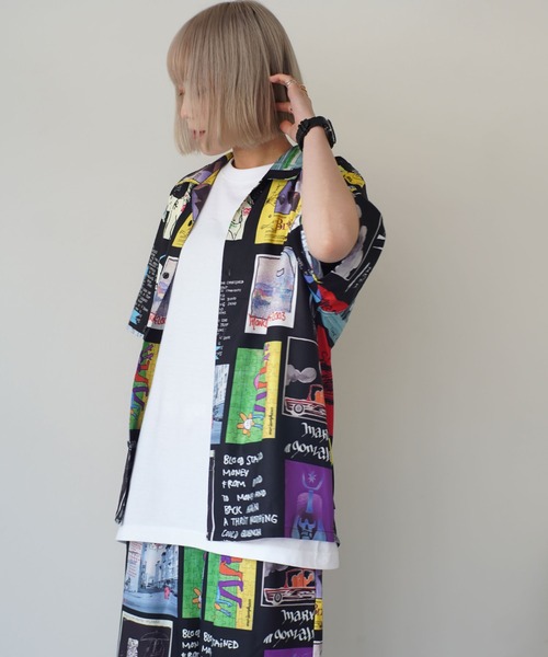 Mark Gonzales（マーク・ゴンザレス）の「【 Mark Gonzales / マークゴンザレス 】 OPEN COLLAR SHIRTS / 総柄 シャツ（シャツ/ブラウス・メンズ・ホワイト/ブラック・M/L/XL）」の7枚目の写真