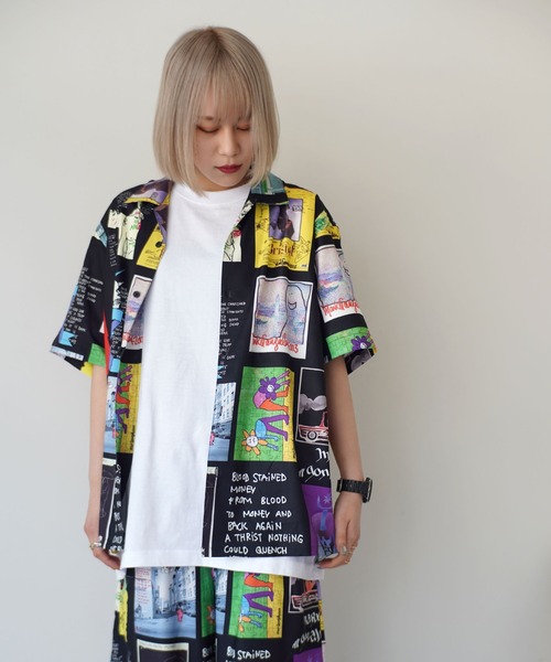 Mark Gonzales（マーク・ゴンザレス）の「【 Mark Gonzales / マークゴンザレス 】 OPEN COLLAR SHIRTS / 総柄 シャツ（シャツ/ブラウス・メンズ・ホワイト/ブラック・M/L/XL）」の8枚目の写真