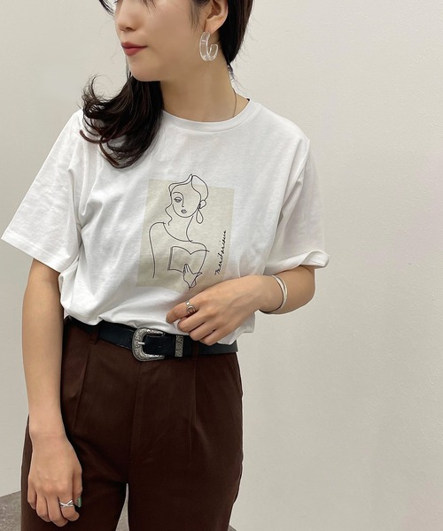 apres jour mignon（アプレジュールミニョン）の「シュエットサイズアソートＴシャツ 【ZOZOTOWN限定アイテム】（Tシャツ/カットソー・レディース・オレンジ/ブラック/ホワイト系その他/アイボリー/その他/ブラック系その他2/オフホワイト/ブラック系その他/ホワイト系その他2/ホワイト系その他4/ホワイト系その他3/グリーン・X-LARGE/フリー）」の6枚目の写真