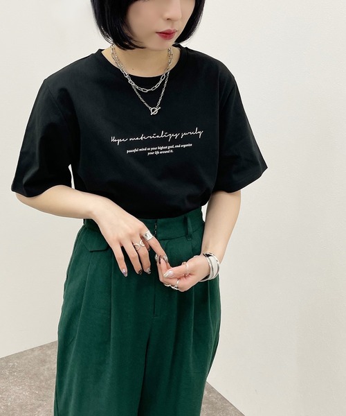 apres jour mignon（アプレジュールミニョン）の「シュエットサイズアソートＴシャツ 【ZOZOTOWN限定アイテム】（Tシャツ/カットソー・レディース・オレンジ/ブラック/ホワイト系その他/アイボリー/その他/ブラック系その他2/オフホワイト/ブラック系その他/ホワイト系その他2/ホワイト系その他4/ホワイト系その他3/グリーン・X-LARGE/フリー）」の8枚目の写真