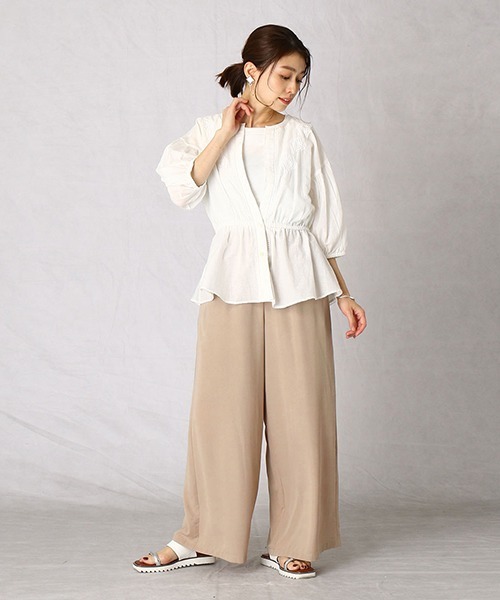 Comme　Ca　Mature（コムサマチュア）の「クリンクル加工　ワイドパンツ（その他パンツ・レディース・ベージュ/キャメル/チャコール・FREE）」の8枚目の写真