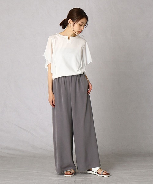 Comme　Ca　Mature（コムサマチュア）の「クリンクル加工　ワイドパンツ（その他パンツ・レディース・ベージュ/キャメル/チャコール・FREE）」の6枚目の写真