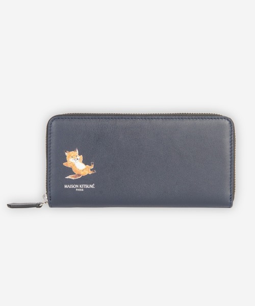 メゾンキツネ ラウンドファスナー 財布 ダークネイビー CHILLAX FOX Maison Kitsune（メゾンキツネ）の「CHILLAX FOX LONG ZIPPED WALLET