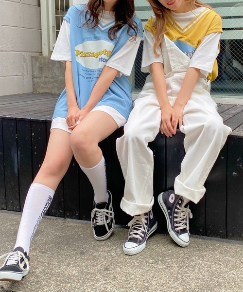 WEGO（ウィゴー）の「WEGO/pizzapotpieレイヤードＴシャツ（Tシャツ/カットソー・レディース・サックスブルー/イエロー・FREE）」の4枚目の写真