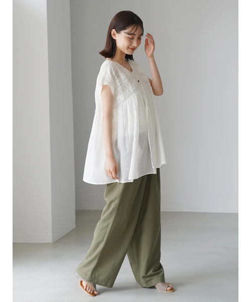 AMERICAN HOLIC(アメリカンホリック)の「2WAYレースフレンチスリーブブラウス(シャツ/ブラウス・レディース・ブラック/オフホワイト/マスタード・FREE)」の10枚目の写真