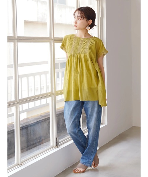 AMERICAN HOLIC(アメリカンホリック)の「2WAYレースフレンチスリーブブラウス(シャツ/ブラウス・レディース・ブラック/オフホワイト/マスタード・FREE)」の8枚目の写真