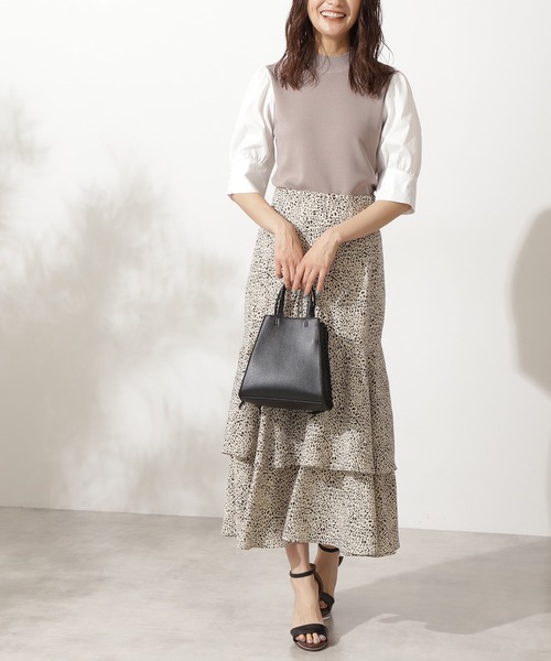 N.（N. Natural Beauty Basic）（エヌエヌナチュラルビューティーベーシック）の「ティアードスカート（スカート・レディース・グレー系その他/ホワイト系その他・MEDIUM）」の2枚目の写真