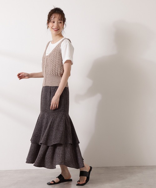 N.（N. Natural Beauty Basic）（エヌエヌナチュラルビューティーベーシック）の「ティアードスカート（スカート・レディース・グレー系その他/ホワイト系その他・MEDIUM）」の13枚目の写真