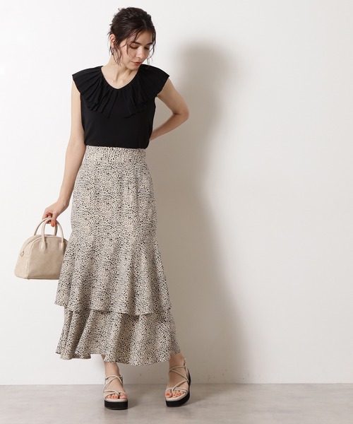 N.（N. Natural Beauty Basic）（エヌエヌナチュラルビューティーベーシック）の「ティアードスカート（スカート・レディース・グレー系その他/ホワイト系その他・MEDIUM）」の6枚目の写真