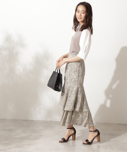 N.（N. Natural Beauty Basic）（エヌエヌナチュラルビューティーベーシック）の「ティアードスカート（スカート・レディース・グレー系その他/ホワイト系その他・MEDIUM）」の5枚目の写真