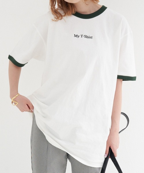 SCREEN STARS（スクリーンスターズ）の「別注 ロゴ刺繍 リンガーTEE（Tシャツ/カットソー・レディース・グリーン/バーガンディー/スミクロ・S/M/L/XL）」の3枚目の写真