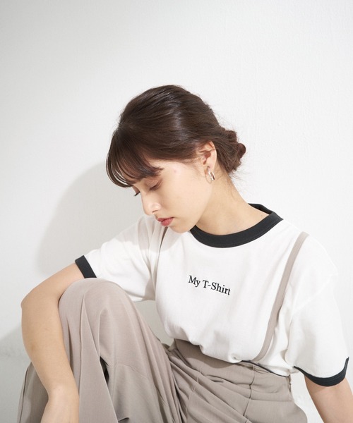 SCREEN STARS（スクリーンスターズ）の「別注 ロゴ刺繍 リンガーTEE（Tシャツ/カットソー・レディース・グリーン/バーガンディー/スミクロ・S/M/L/XL）」の6枚目の写真