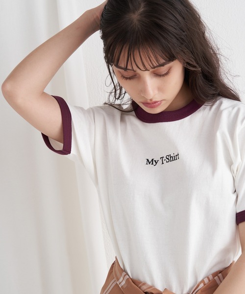 SCREEN STARS（スクリーンスターズ）の「別注 ロゴ刺繍 リンガーTEE（Tシャツ/カットソー・レディース・グリーン/バーガンディー/スミクロ・S/M/L/XL）」の4枚目の写真