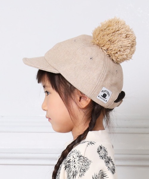 MAKE YOUR DAY（メイクユアデイ）の「梵天キャップ（キャップ・キッズ・ブラック/キャメル/ベージュ/カーキ・XS/S/M/L）」の3枚目の写真