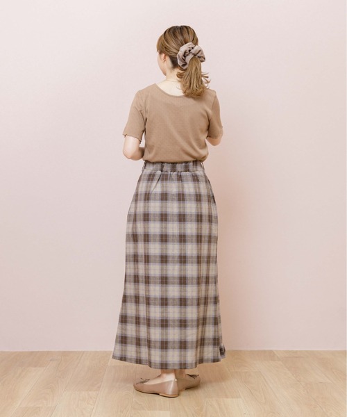 flower（フラワー）の「ムードチェックスカート（スカート・レディース・ベージュ/ブラウン・FREE）」の7枚目の写真