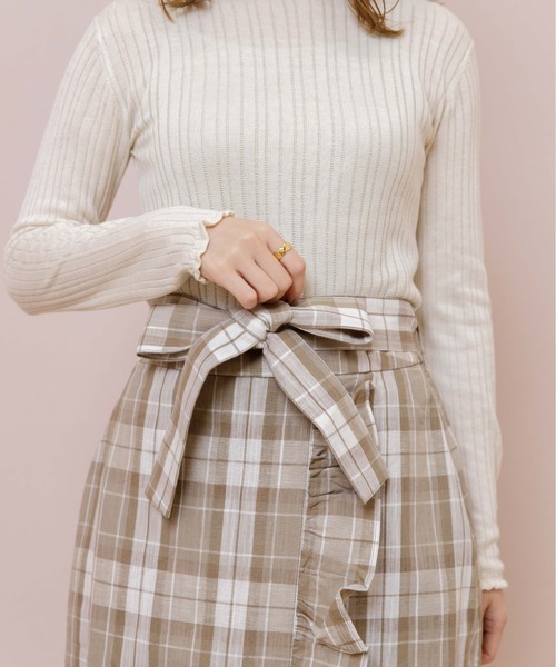 flower（フラワー）の「ムードチェックスカート（スカート・レディース・ベージュ/ブラウン・FREE）」の15枚目の写真