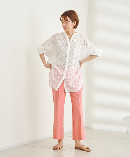 DouDou(ドゥドゥ)の「【WEB限定】ジャガードバックリボンドルマンブラウス(シャツ/ブラウス・レディース・ブラック/オフホワイト/アイボリー・FREE)」の9枚目の写真