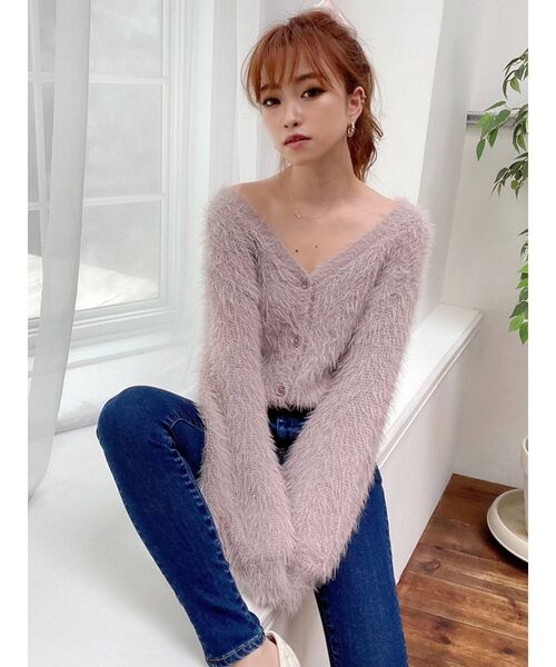 RESEXXY（リゼクシー）の「シャギーニットカーディガン（カーディガン/ボレロ・レディース・ホワイト/ブラック/ラベンダー/ベージュ・FREE）」の11枚目の写真