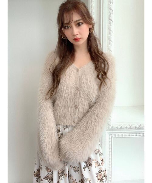 RESEXXY（リゼクシー）の「シャギーニットカーディガン（カーディガン/ボレロ・レディース・ホワイト/ブラック/ラベンダー/ベージュ・FREE）」の12枚目の写真