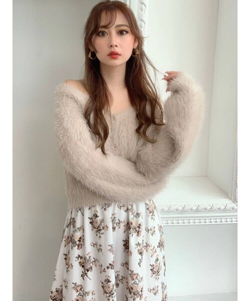 RESEXXY（リゼクシー）の「シャギーニットカーディガン（カーディガン/ボレロ・レディース・ホワイト/ブラック/ラベンダー/ベージュ・FREE）」の7枚目の写真