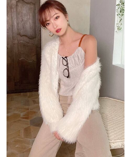 RESEXXY（リゼクシー）の「シャギーニットカーディガン（カーディガン/ボレロ・レディース・ホワイト/ブラック/ラベンダー/ベージュ・FREE）」の10枚目の写真