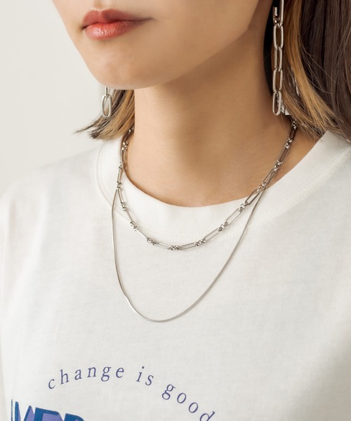 RASVOA（ラスボア）の「ロングナローダブルチェーンネックレス（ネックレス・レディース・シルバー・FREE）」の3枚目の写真