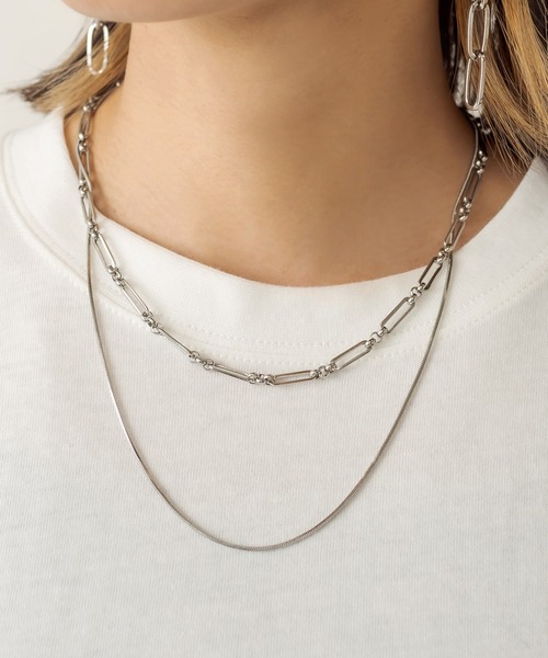 RASVOA（ラスボア）の「ロングナローダブルチェーンネックレス（ネックレス・レディース・シルバー・FREE）」の4枚目の写真