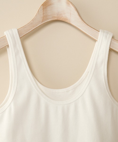 SHENERY（シーナリー）の「リブタンクトップ（タンクトップ・レディース・グレー/オフホワイト/モカ・FREE）」の5枚目の写真