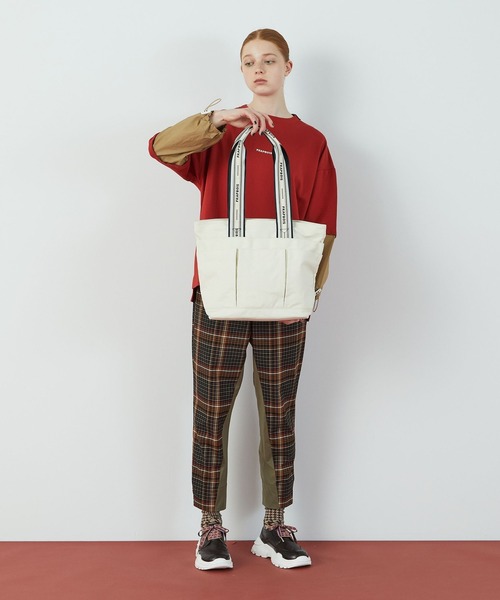 FRAPBOIS（フラボア）の「スクエアトートバッグ（トートバッグ・レディース・ネイビー/カーキ/アイボリー・FREE）」の7枚目の写真